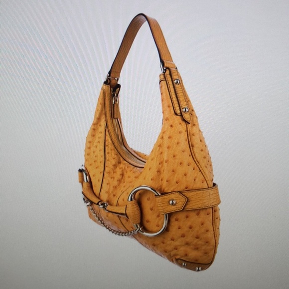 Gucci exotic Ostrich Horse-bit  hobo NEW - Picture 3 of 17